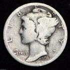 Image of 1917-S / MERCURY DIME / CIRCULATED GRADE GOOD / VERY GOOD 90% SILVER COIN