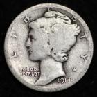 Image of 1917-D / MERCURY DIME / CIRCULATED GRADE GOOD / VERY GOOD 90% SILVER COIN