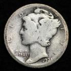 Image of 1921-D MERCURY DIME / CIRCULATED GRADE GOOD / VERY GOOD 90% SILVER COIN