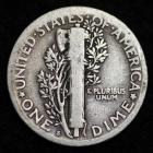 Image of 1923-S MERCURY DIME / CIRCULATED GRADE GOOD / VERY GOOD 90% SILVER COIN