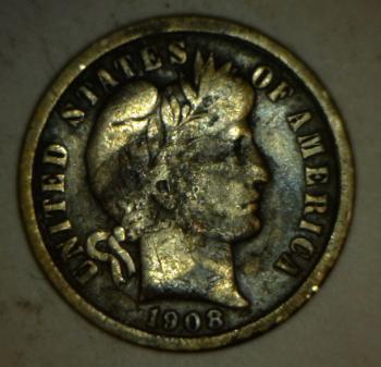 Image of 1908 Barber Dime - VG