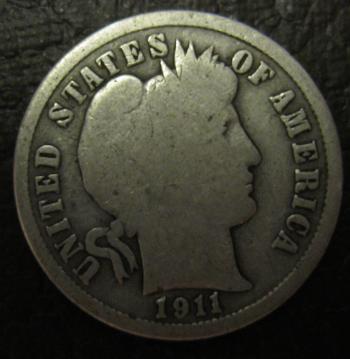 Image of 1911 Barber Dime GOOD