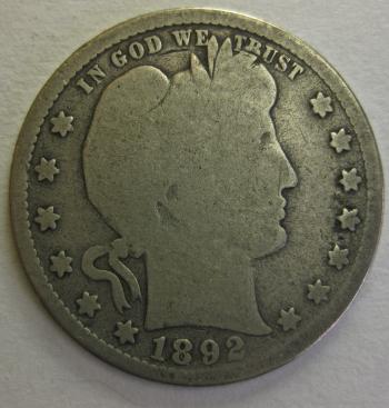 Image of 1892-S Barber Quarter GOOD