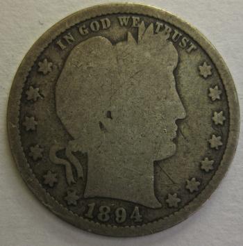 Image of 1894-S Barber Quarter GOOD