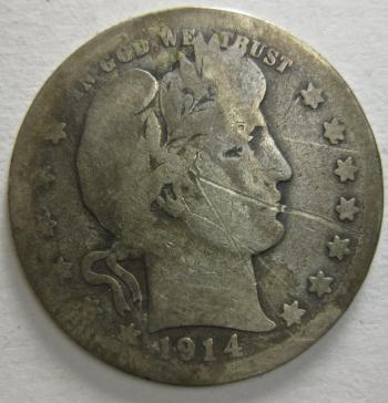 Image of 1914-S Barber Quarter AG