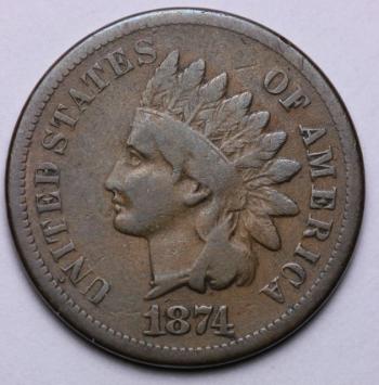 Image of 1874 Indian Cent VG
