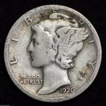 Image of 1926-D MERCURY DIME / CIRCULATED GRADE GOOD / VERY GOOD 90% SILVER COIN