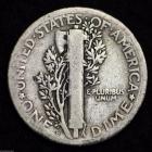 Image of 1924-D MERCURY DIME / CIRCULATED GRADE GOOD / VERY GOOD 90% SILVER COIN